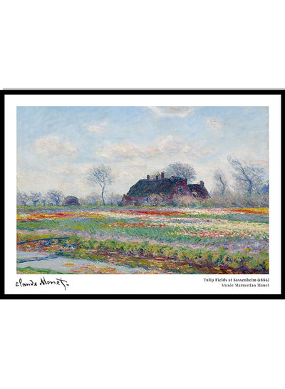 Claude Monet Tulip Fields at Sassenheim Vintage Poster Wall Art Print | Flower Field View Colorful Spring Floral, European Oil Painting