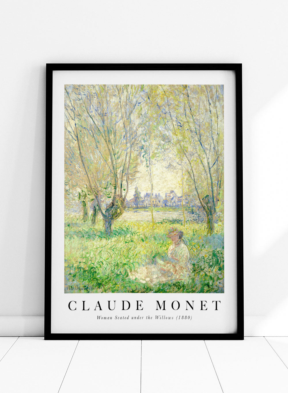 Monet Spring Woman Seated under the Willows Vintage Exhibition Poster Wall Art Print | Claude Monet Print, Famous Painting, Retro Decor