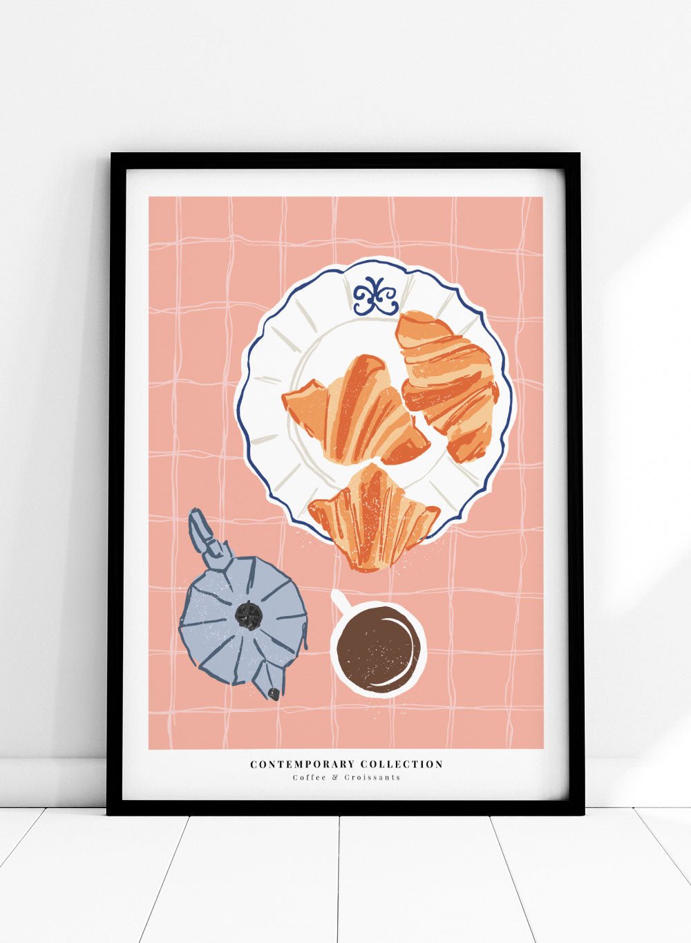 Coffee and Croissants Kitchen Illustration Art Print_Sugar & Canvas