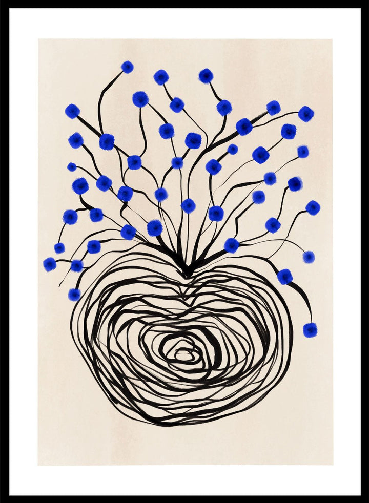 Blue Flowers in Abstract Vase Art Print_Sugar & Canvas