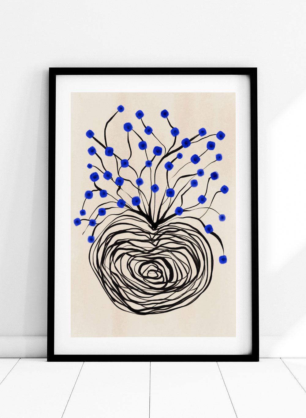 Blue Flowers in Abstract Vase Art Print_Sugar & Canvas