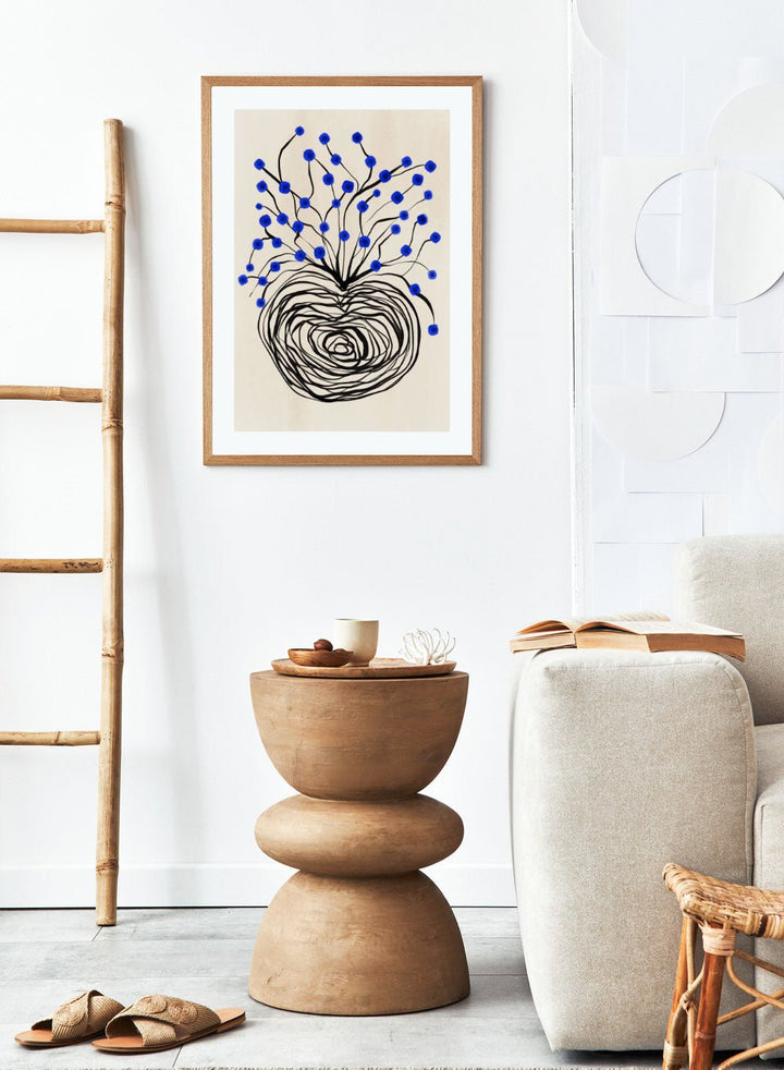 Blue Flowers in Abstract Vase Art Print_Sugar & Canvas