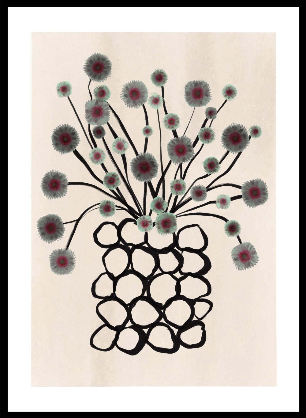 Green Flowers in Abstract Vase Art Print_Sugar & Canvas