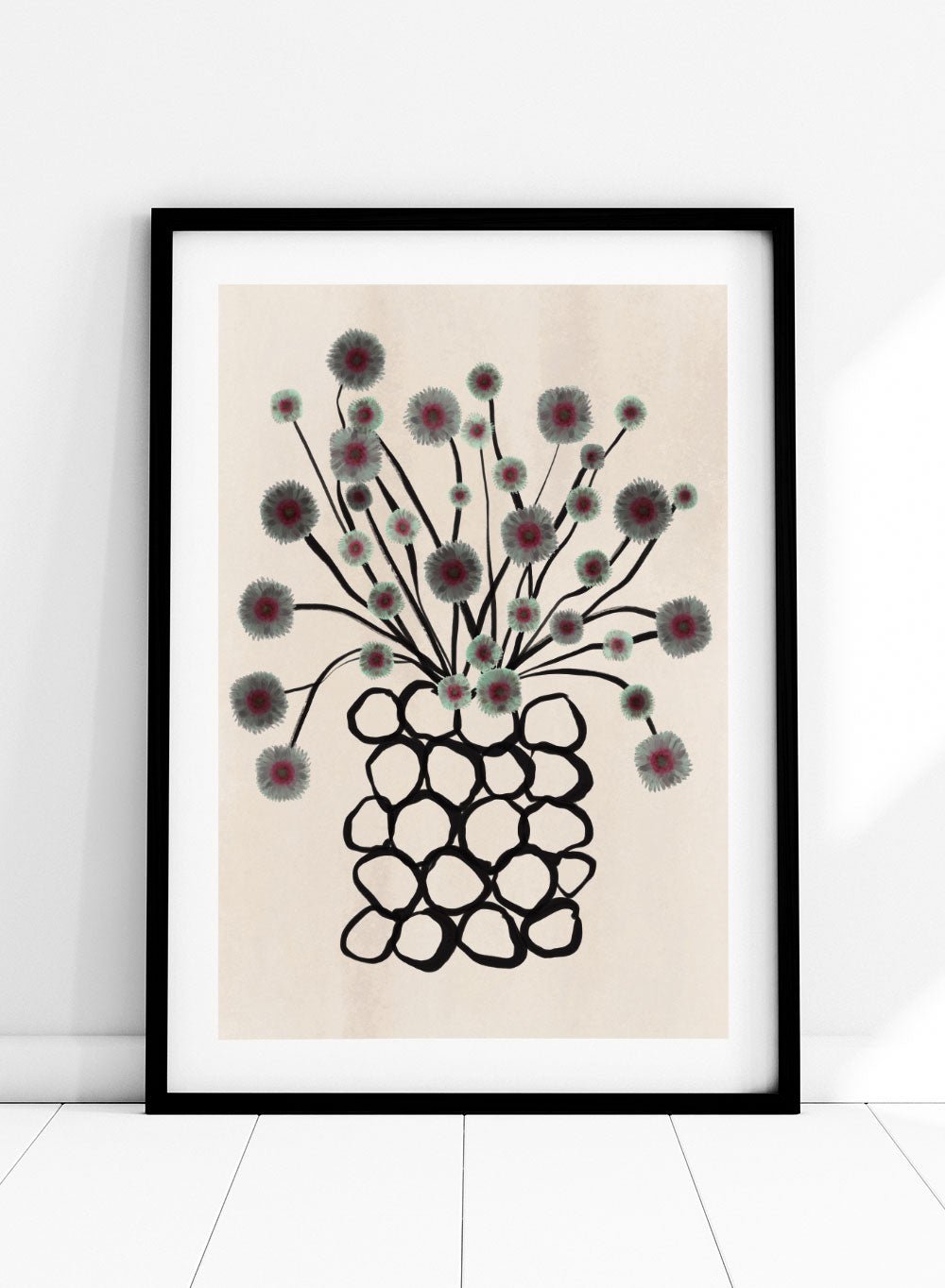 Green Flowers in Abstract Vase Art Print_Sugar & Canvas