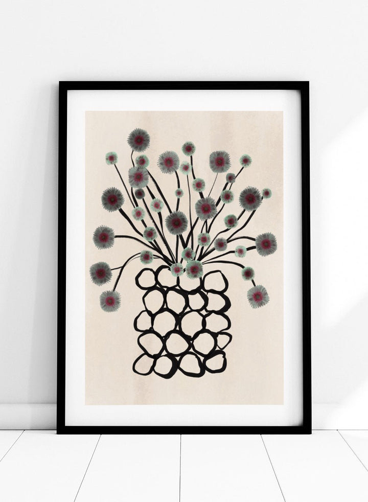 Green Flowers in Abstract Vase Art Print_Sugar & Canvas