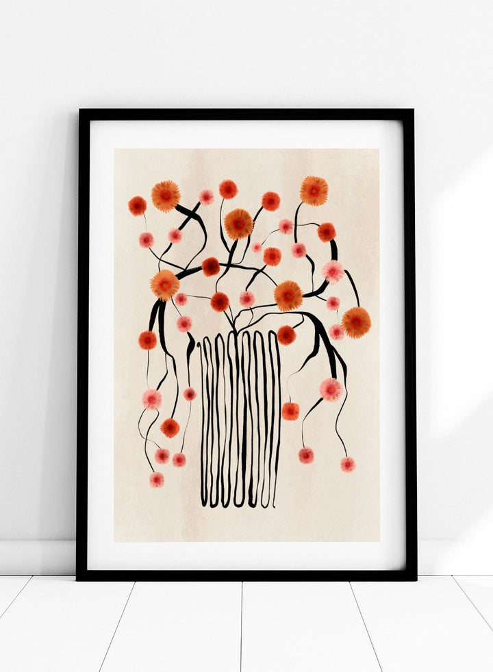 Orange Flowers in Abstract Vase Art Print_Sugar & Canvas