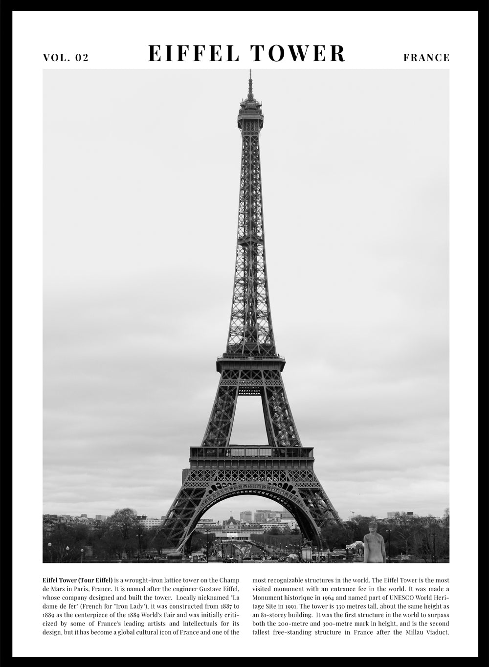 Eiffel Tower Black and White City Art Print_Sugar & Canvas
