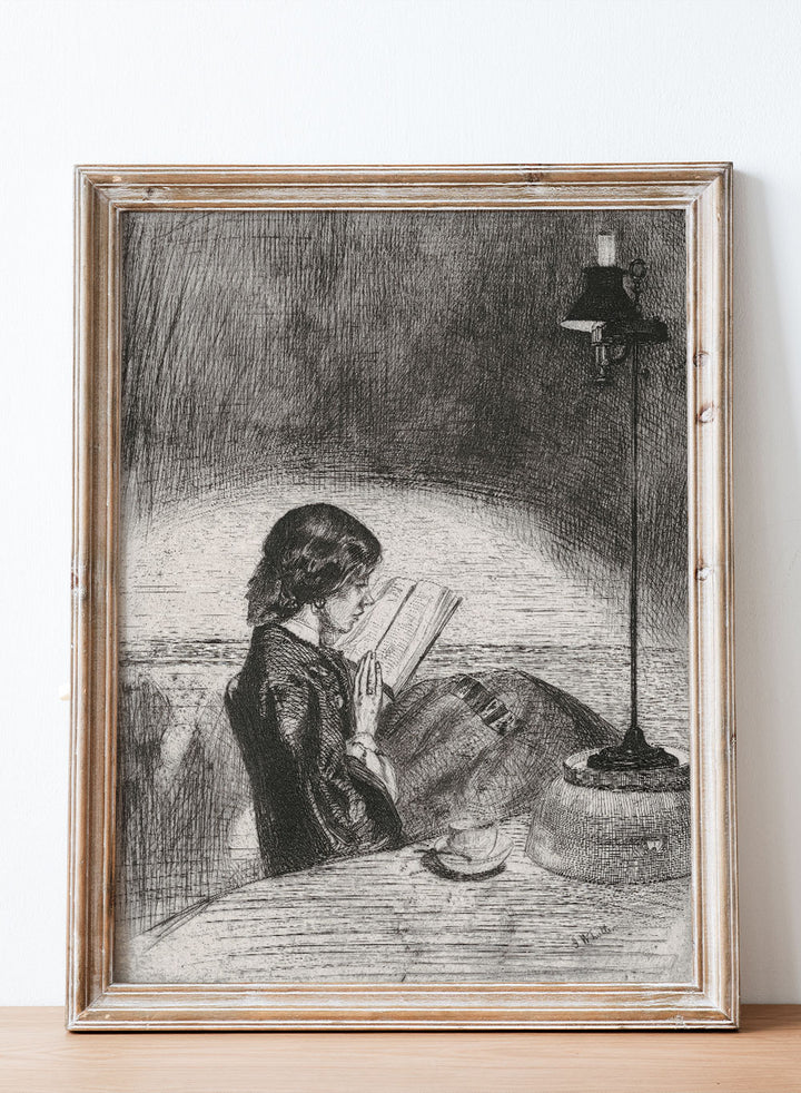 "Reading by Lamplight" Art Print_Sugar & Canvas