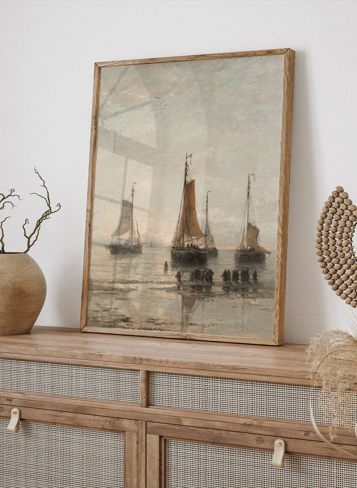 "Bluff - Bowed Scheveningen Boats at Anchor" Art Print_Sugar & Canvas