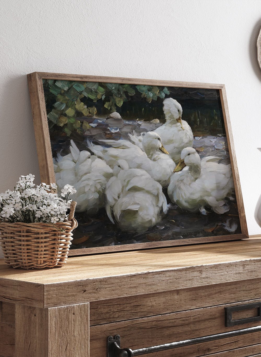 "Five Resting White Ducks" Art Print_Sugar & Canvas