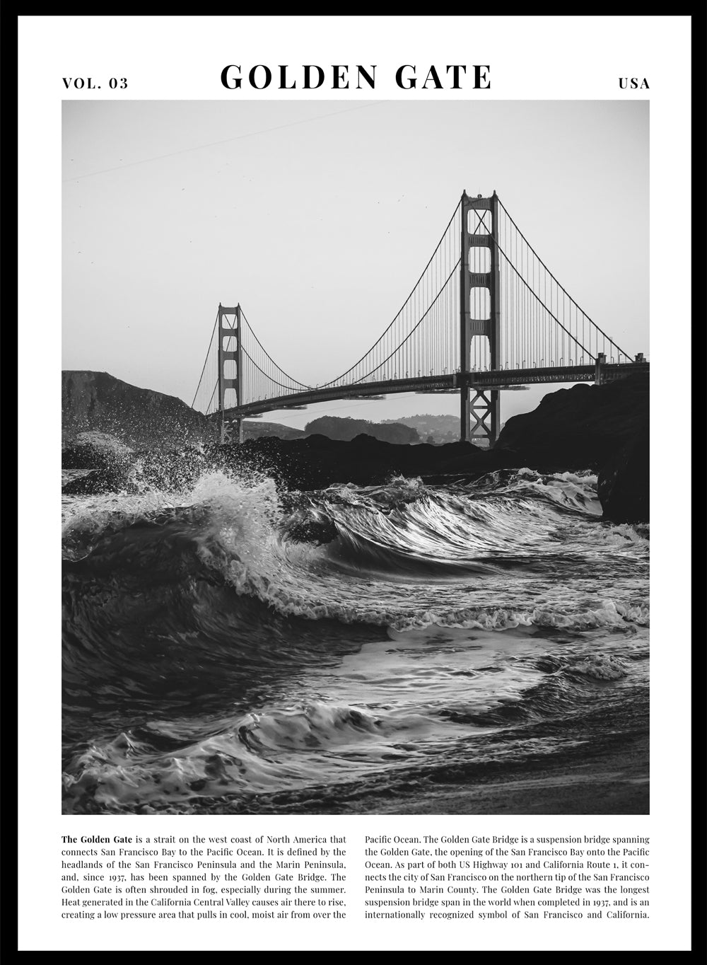 Golden Gate Bridge Black and White City Art Print_Sugar & Canvas