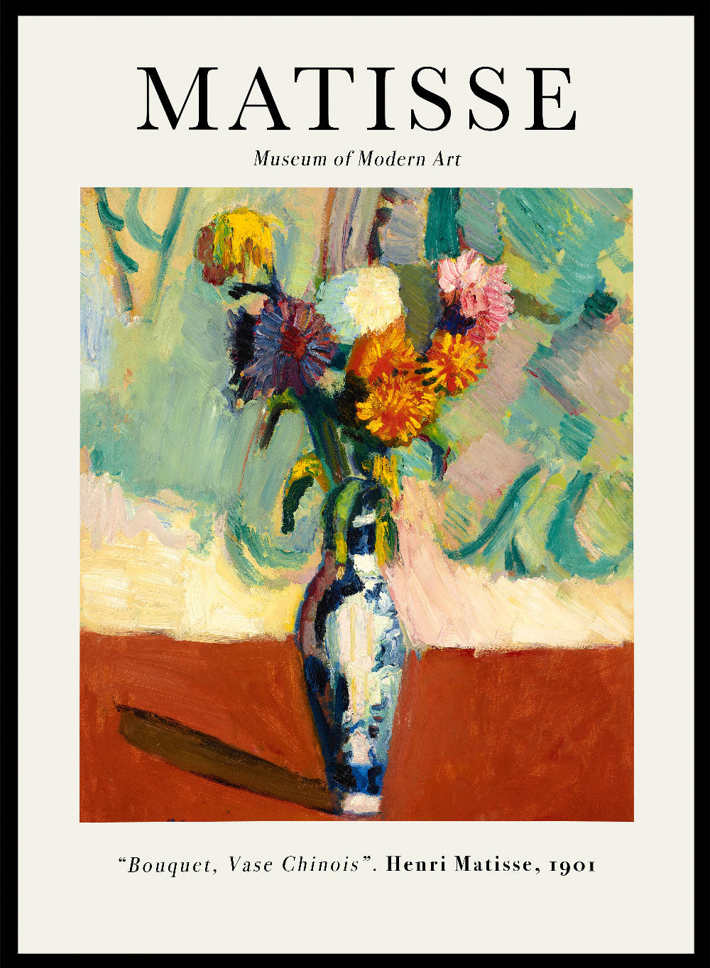 Henri Matisse Bouquet vase chinois Painting Art Print, Matisse Vintage Museum Exhibition Poster, Colorful Retro Wall Art, Flower Vase