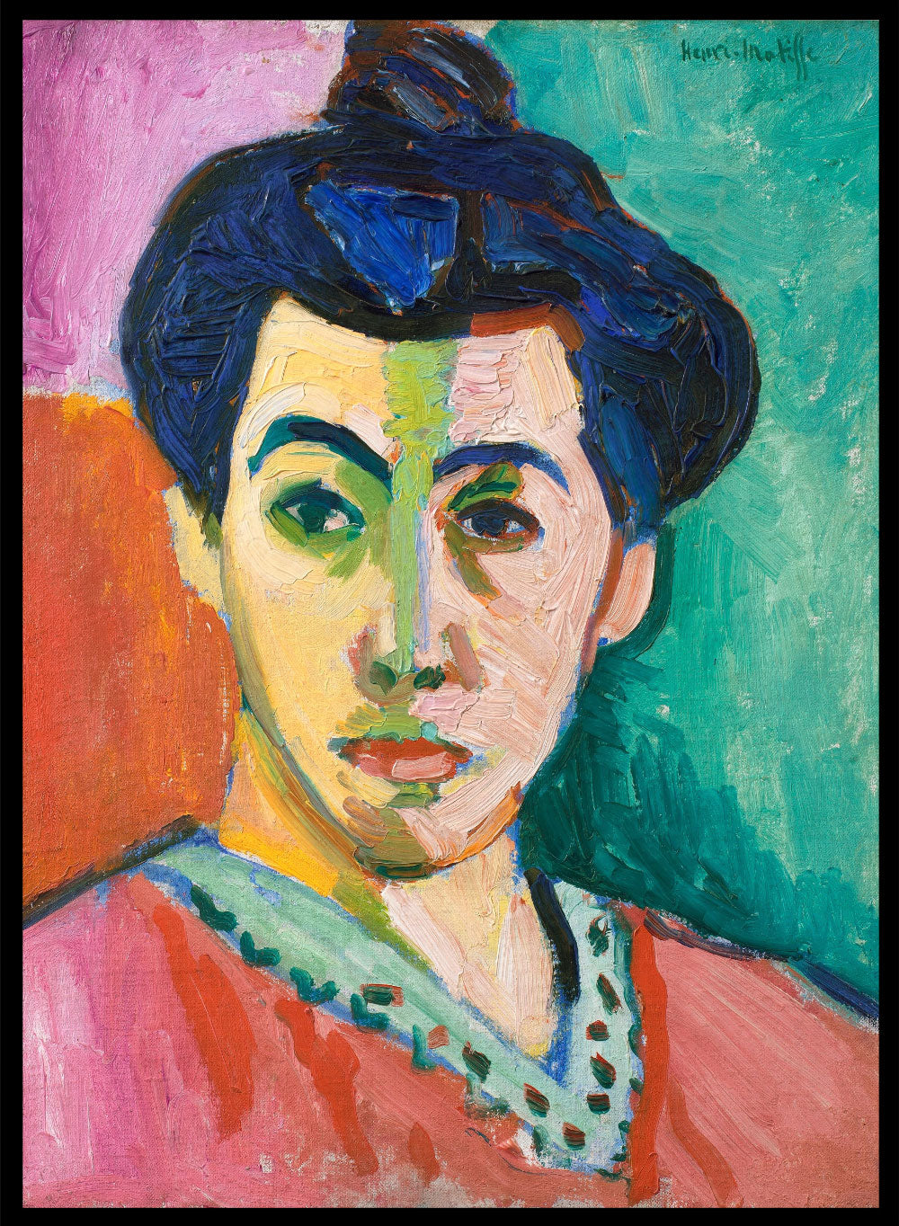 Henri Matisse Portrait of Madame Matisse The Green Line The Green Stripe Painting Art Print, Retro Matisse Vintage Museum Poster, Colorful Wall Art