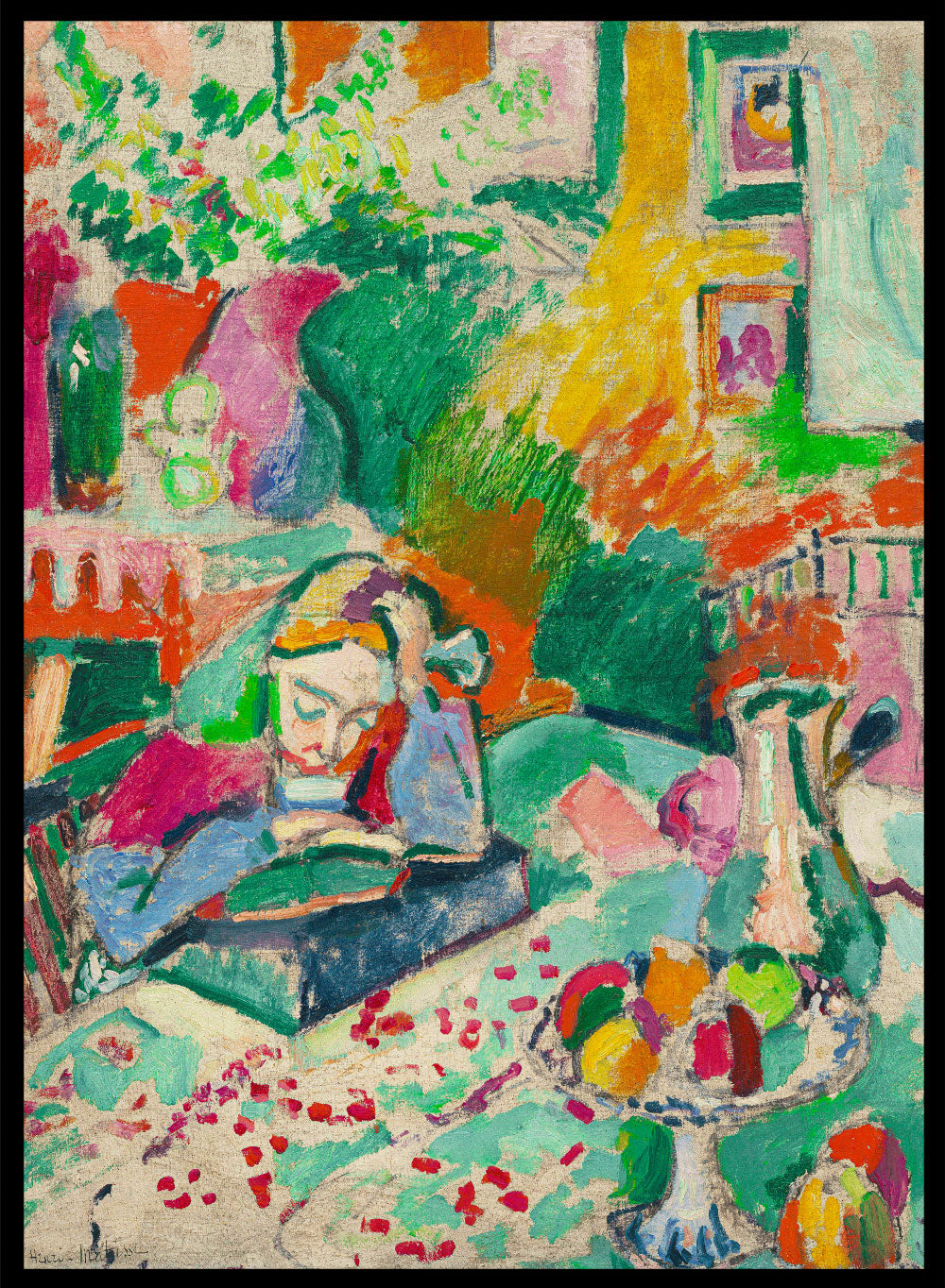 Henri Matisse Interior with a Young Girl Reading Poster Art Print| Matisse Print, Matisse Painting, Colorful Art, Museum Exhibition