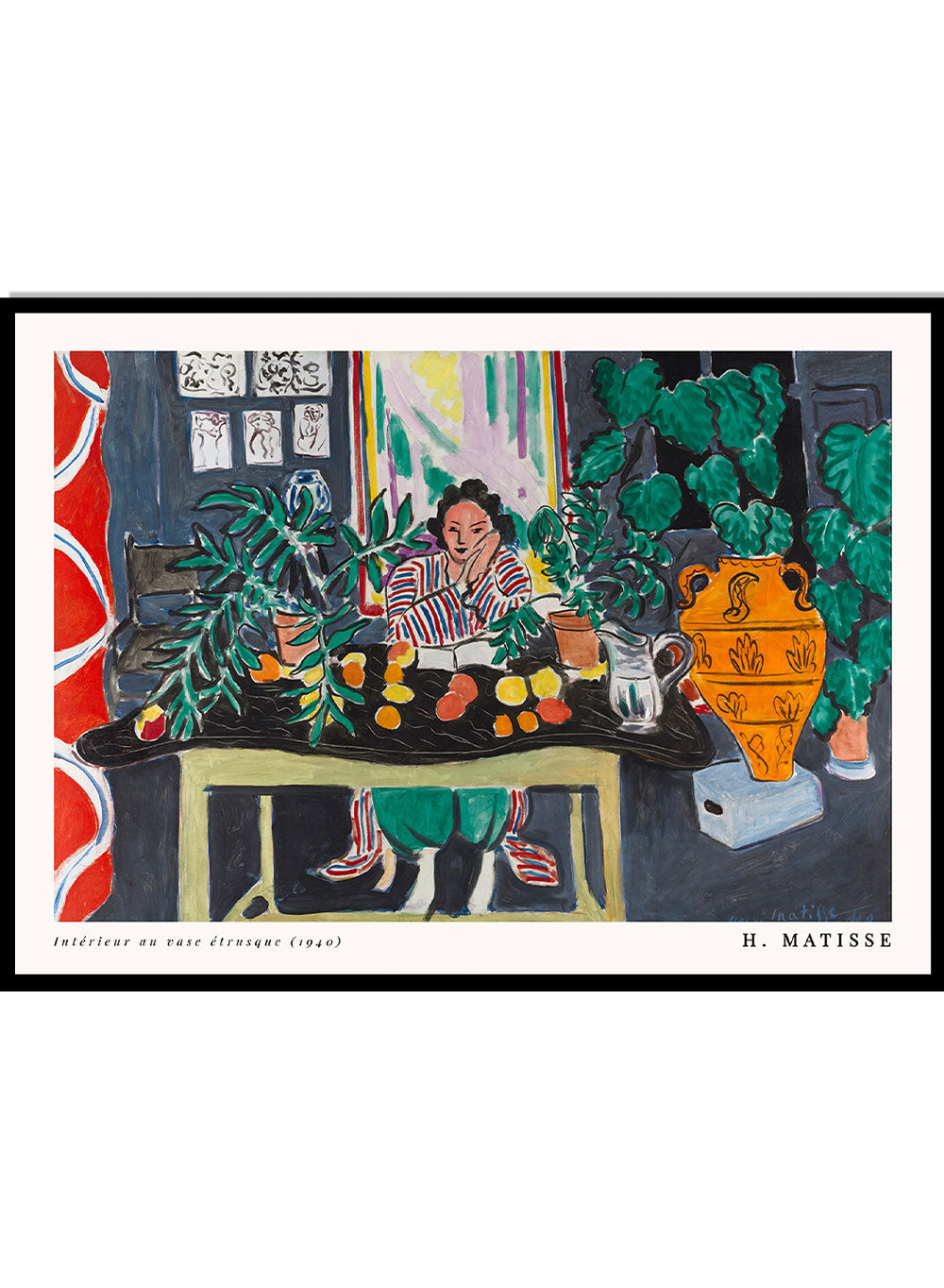 Henri Matisse Interior with an Etruscan Vase Vintage Poster Wall Art Print | Antique Woman Portrait, Famous Colorful Fauvism Painting
