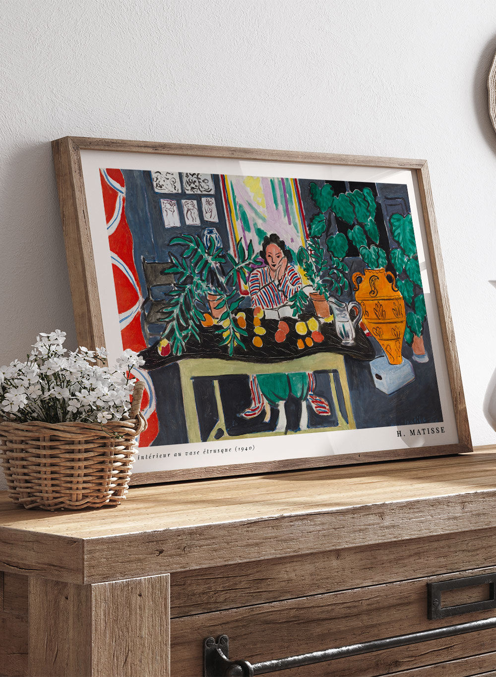 Henri Matisse Interior with an Etruscan Vase Vintage Poster Wall Art Print | Antique Woman Portrait, Famous Colorful Fauvism Painting