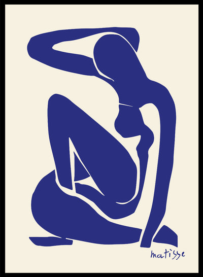 Henri Matisse Nu Bleu Abstract Woman Body Figure Vintage Poster Wall Art Print | Colorful Sitting Girl Silhouette Drawing