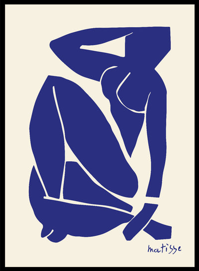 Henri Matisse Nu Bleu II Abstract Woman Body Figure Vintage Poster Wall Art Print | Colorful Sitting Girl Silhouette Drawing 
