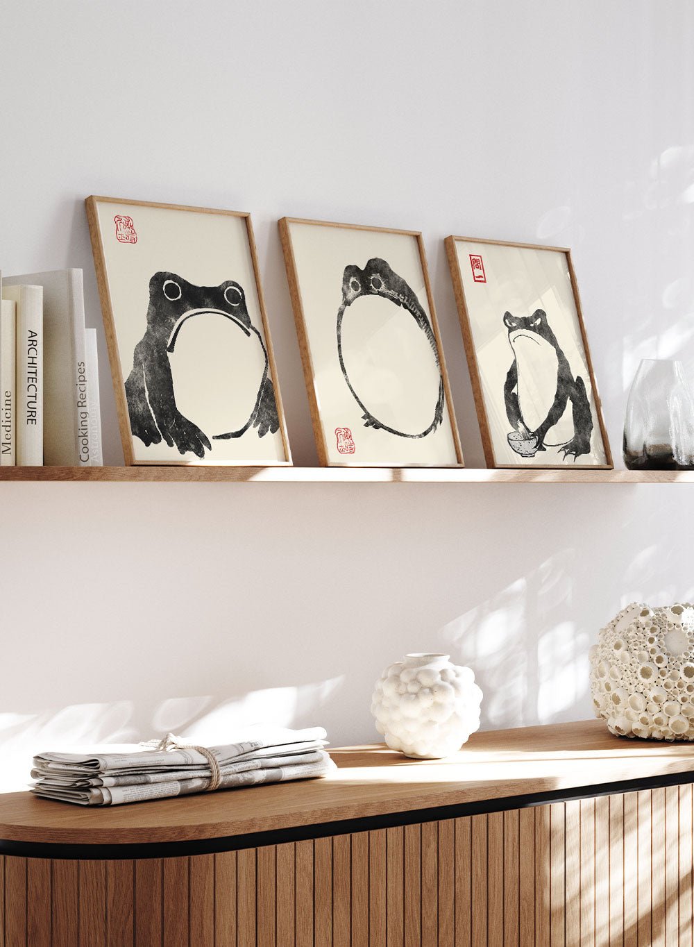 Matsumoto Hoji Japanese Frogs (Black) Set of 3 Art Prints_Sugar & Canvas