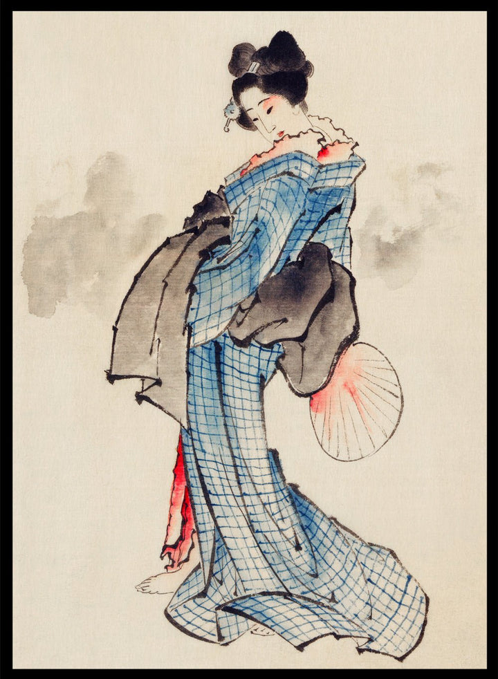 Katsushika Hokusai Woman Full - Length Portrait Wearing Kimono Art Print_Sugar & Canvas