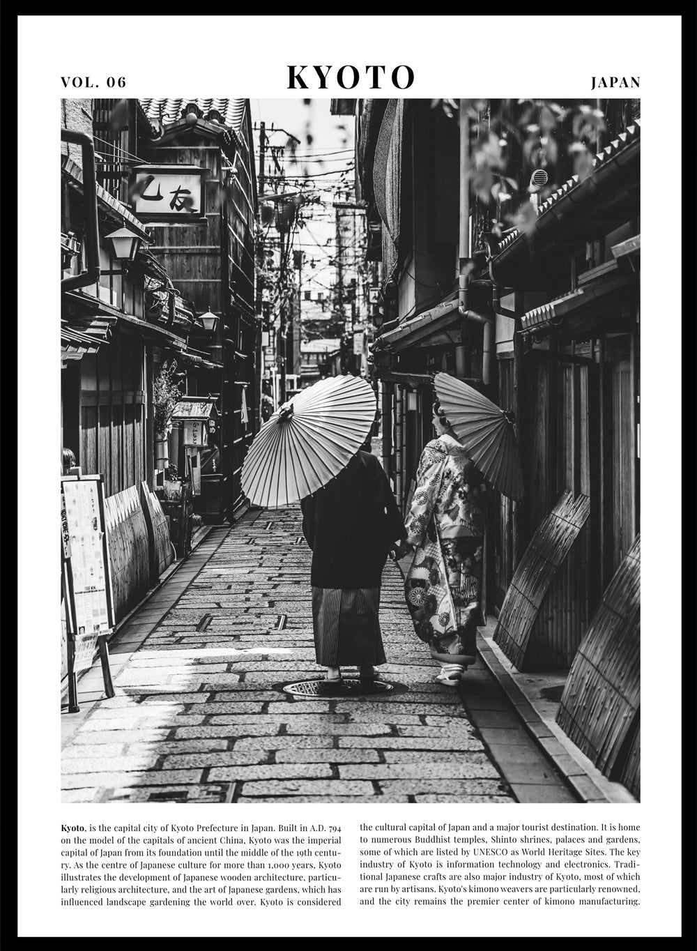 Kyoto Japan Black and White Travel Art Print_Sugar & Canvas