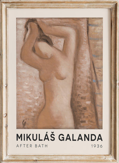 Mikuláš Galanda - After Bath, Vintage Portrait Woman Body Figure Wall Art Print | Neutral Painting, Minimal Abstract Figurative Poster, Mikuláš Galanda After Bath