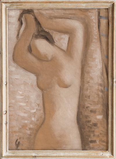 Mikuláš Galanda - After Bath, Vintage Portrait Woman Body Figure Wall Art Print | Neutral Painting, Minimal Abstract Figurative Poster, Mikuláš Galanda After Bath