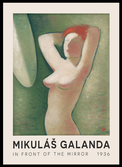 Mikuláš Galanda  - In front of the Mirror, Vintage Abstract Woman Figure Wall Art Print | Mikuláš Galanda In Front of the Mirror Painting, Figurative Portrait Moody Poster Decor