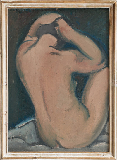 Mikuláš Galanda - Study of a Nude, Vintage Sitting Girl Figure Wall Art Print | Mikuláš Galanda Study of Woman, Rustic Portrait Poster, Antique Farmhouse Moody Painting