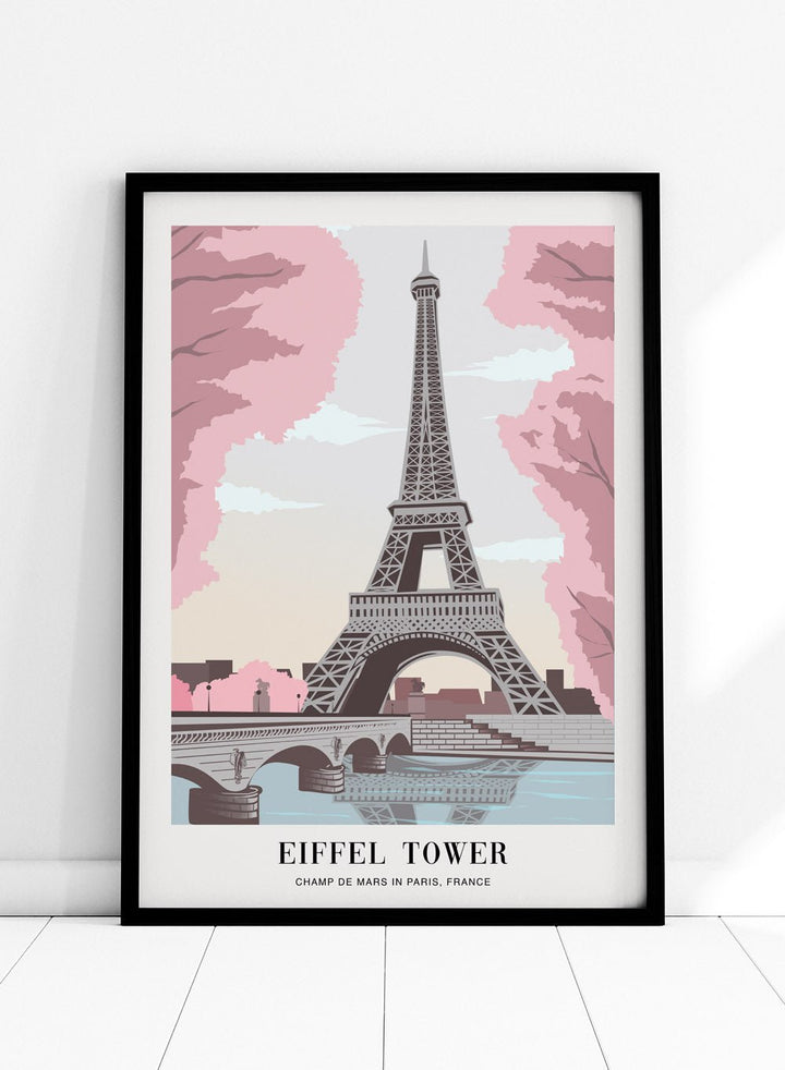 Cherry Blossoms with Eiffel Tower Art Print TA22_Sugar & Canvas