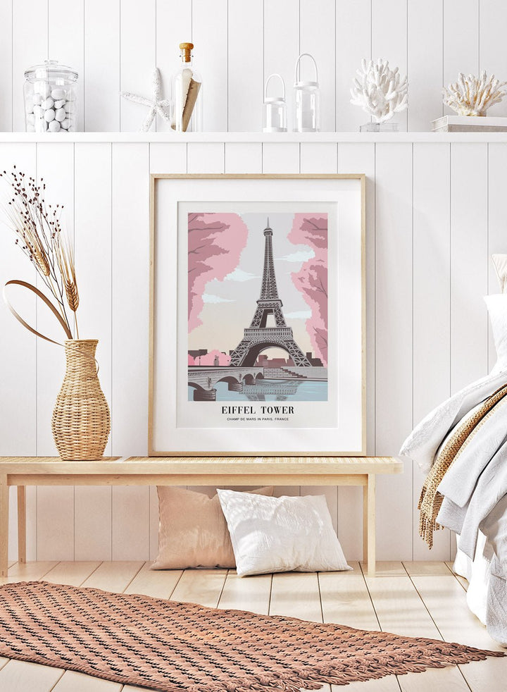 Cherry Blossoms with Eiffel Tower Art Print TA22_Sugar & Canvas