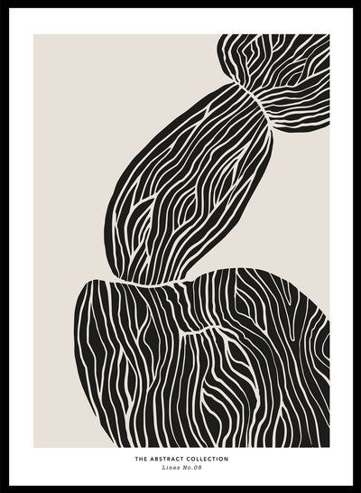 Minimalist Mid-Century Modern Black Beige Lines Shapes Pattern Neutral Art Print | Geometric Pattern Print, Abstract Shapes Poster 