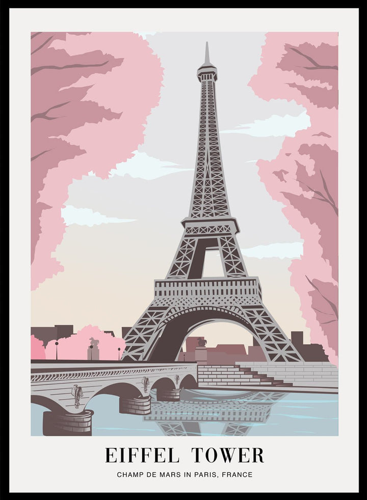 Cherry Blossoms with Eiffel Tower Art Print TA22_Sugar & Canvas
