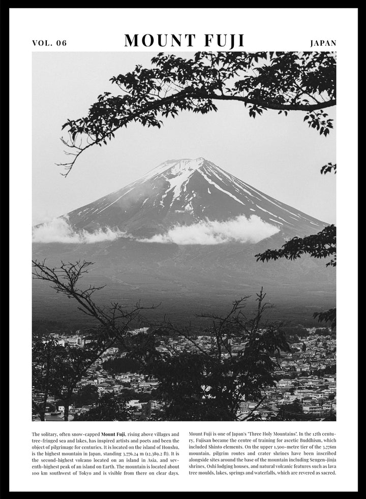 Mount Fuji Black and White Travel Art Print_Sugar & Canvas