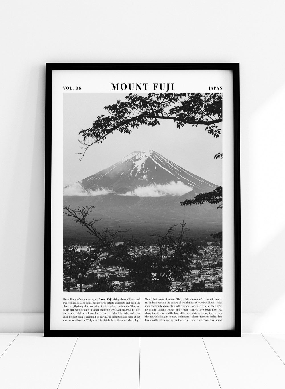 Mount Fuji Black and White Travel Art Print_Sugar & Canvas