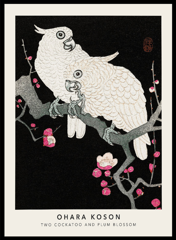 Ohara Koson " Two Cockatoo and Plum Blossom" Art Print_Sugar & Canvas