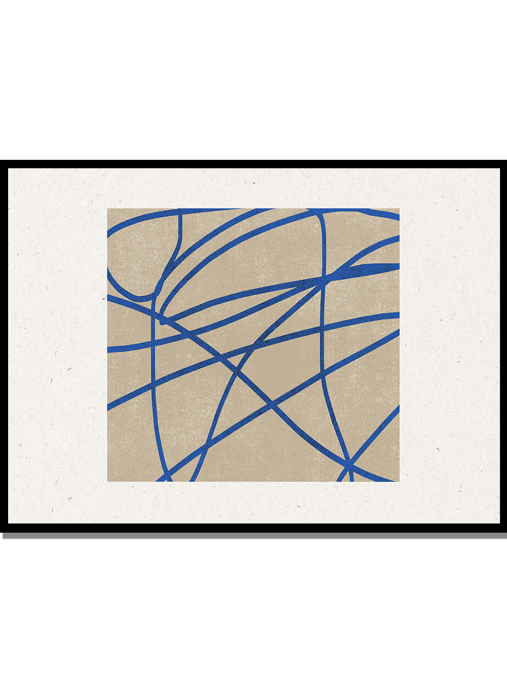 Abstract blue line art print by The MIUUS Studio. Modern minimalist wall art poster with bold blue lines, neutral tones, contemporary graphic abstract design.