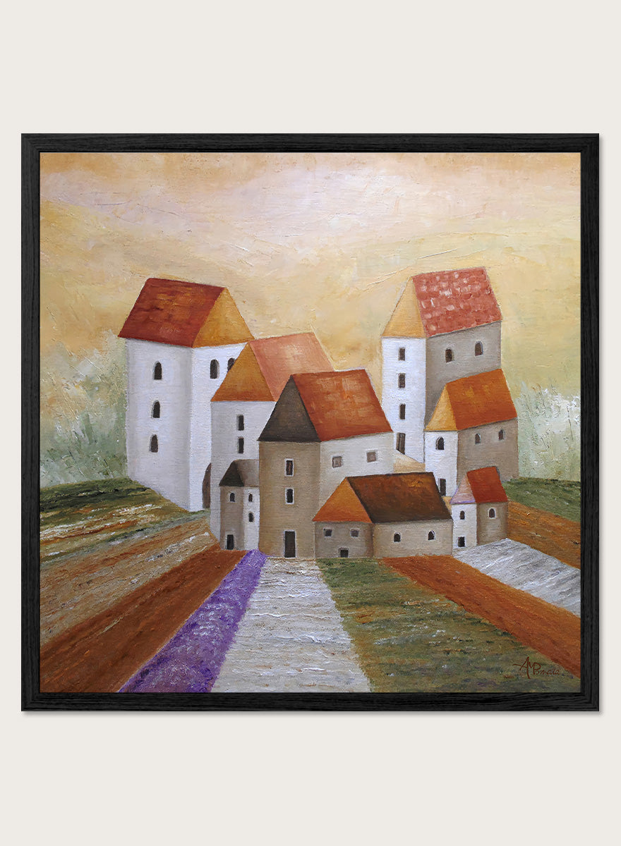 Angeles M. Pomata - Peaceful Lavender Village Art Print