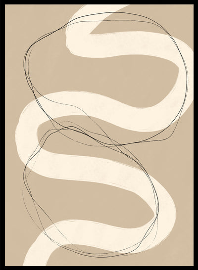 Minimalist Paint Strokes Abstract Wall Art Print, White and Beige Line Scribbles Poster, Mid Century Brush Strokes Geometric Print