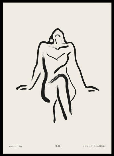 One Line Modern Girl Silhouette Line Art Print | Single Line Figure Drawing Poster, Minimalist Abstract Sitting Woman Line Art 
