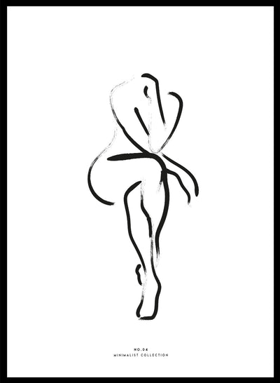 One Line Modern Girl Silhouette Line Art Print | Single Line Figure Drawing Poster, Minimalist Abstract Sitting Woman Line Stroke Art