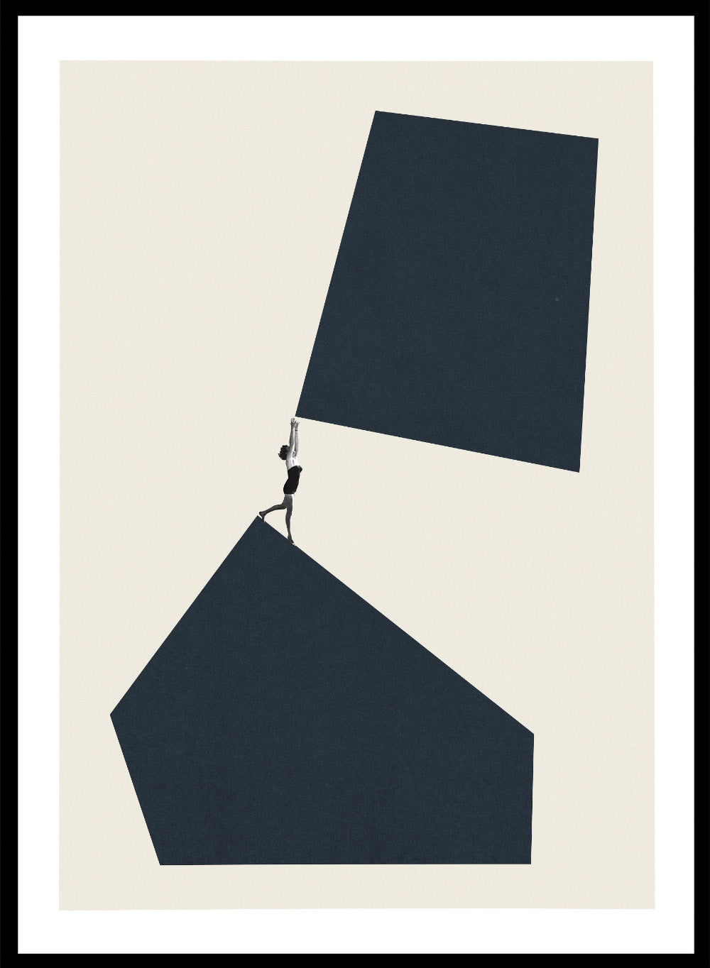Reaching Higher by Maarten Léon art print featuring minimalist modern collage photography. Available as a fine art print or framed wall art with real wood frames.
