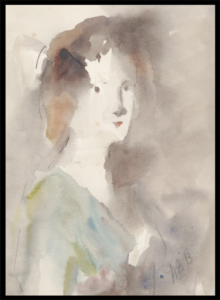 A watercolor portrait painting of a woman&