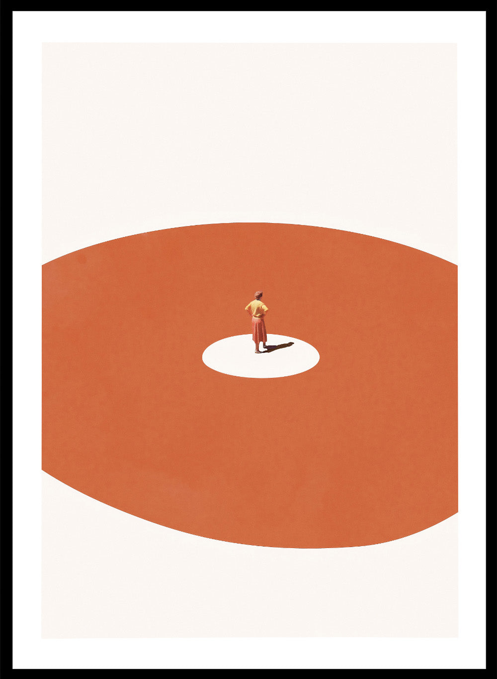 Confidence by Maarten Léon is a minimalist collage art print exploring self confidence through scale and space. Premium fine art print with real wood frame options.