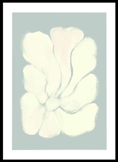 Soft Abstract White Flower Wall Art Print | Hand Drawn Contemporary Botanical Poster, Modern Minimal Aesthetic Spring Summer Decor