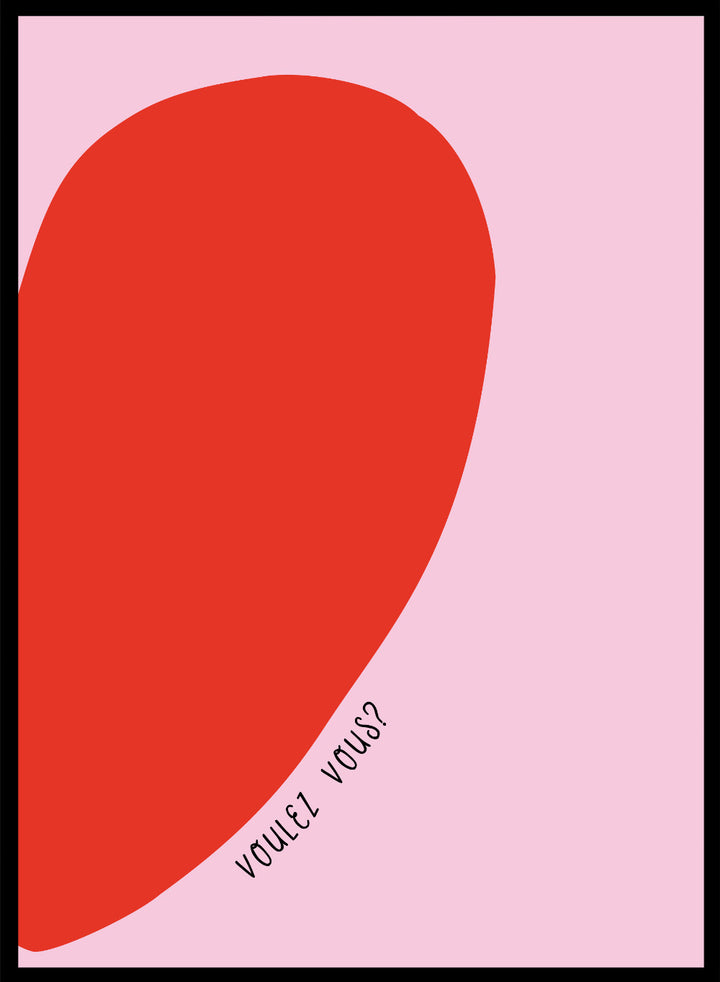 Voulez Vous by Ohkimiko is a playful half-heart art print in bold red and soft pink tones. A modern love-inspired poster from the It’s All Love collection.
