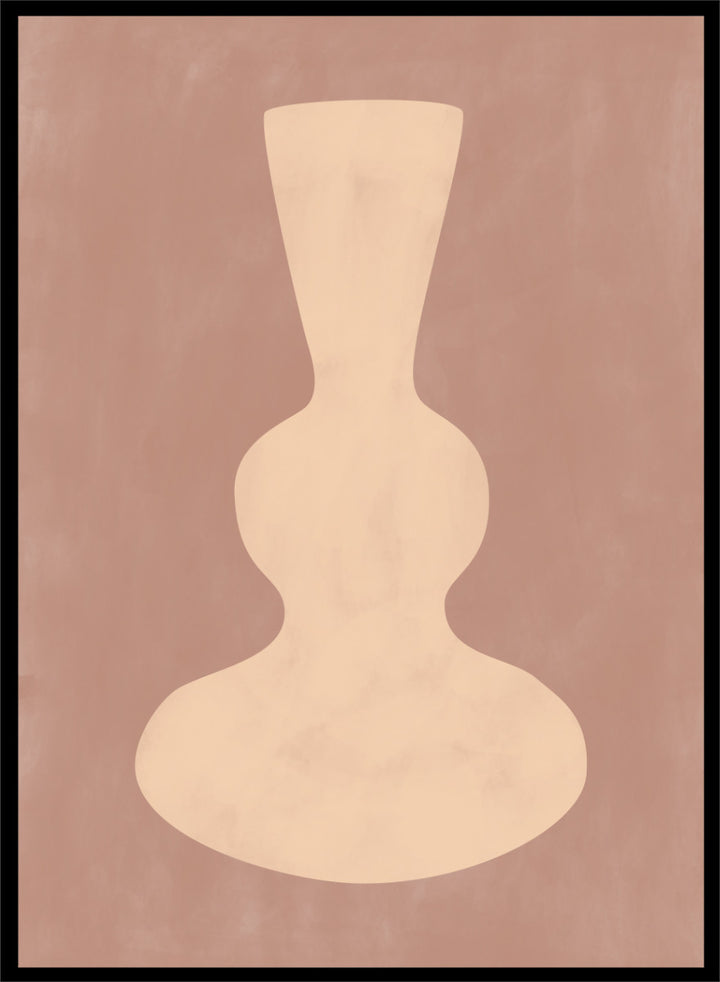 Shop Earthy Abstract Vase by Elena Ristova, a modern minimalist wall art print poster featuring a sculptural cream vase on a warm dusty brown background.