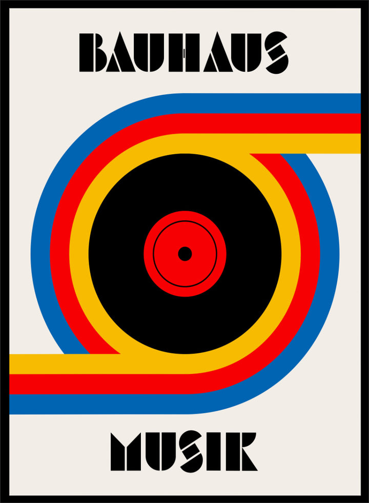 A Bauhaus-style poster or print with the words &