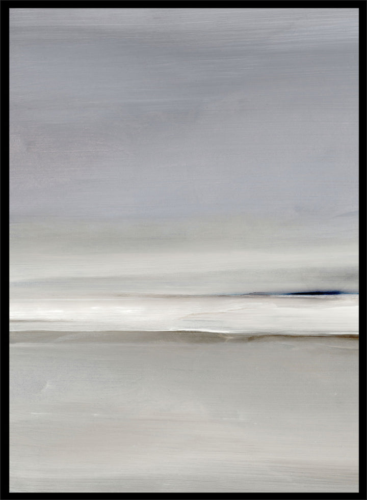 Shop Horizon by Dan Hobday, a set of 2 minimalist landscape wall art prints posters featuring soft gray seascapes, open water, and a quiet horizon.