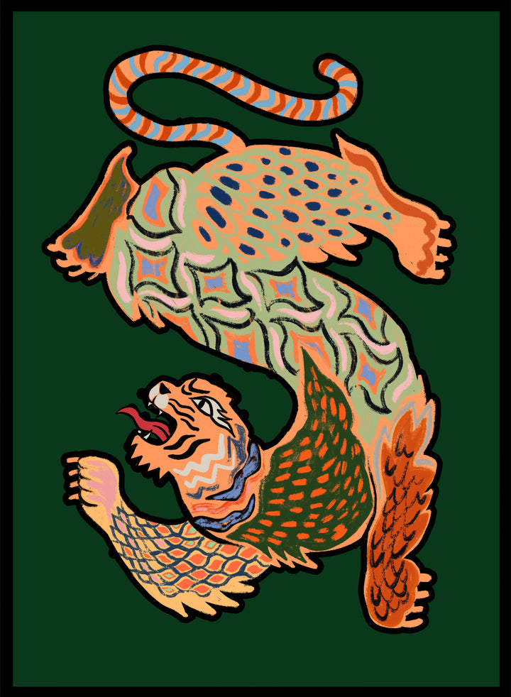 Arty Guava - Asian Tiger Green Art Print